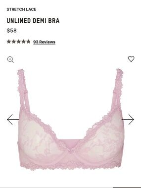 SKIMS Stretch Lace Unlined Demi Bra in Baby Pink
